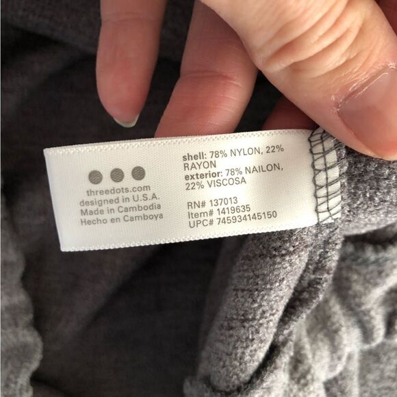 THREE DOTS Pullover Sweater Velour Knit Scoop Neck Charcoal Grey Women‎ Size M - Picture 10 of 10